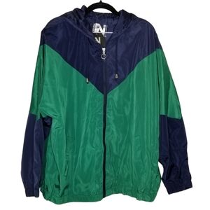 New Look Sport Hooded Windbreaker Jacket Green Navy Blue Unisex‎ Size 2X …